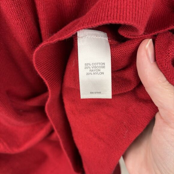J. Jill Red Crewneck Sweater Petite Medium Long Sleeve Business Classic Women - Picture 5 of 11